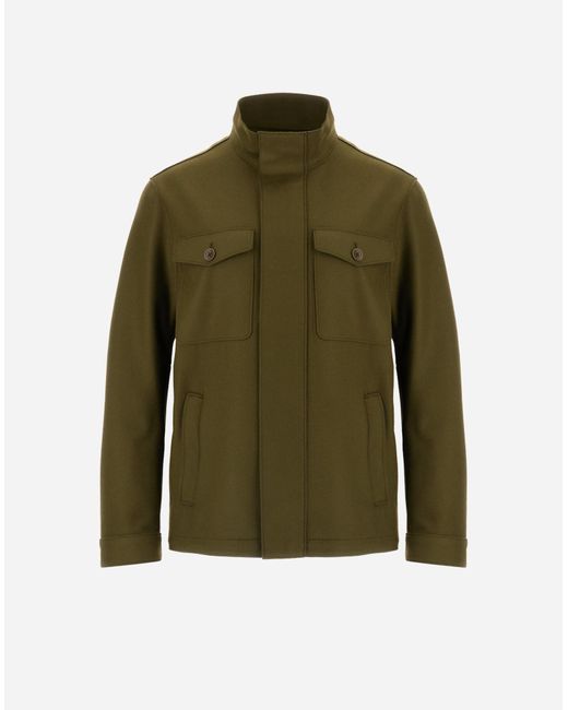Herno Green Field�jacket In Pure Wool Cloth for men