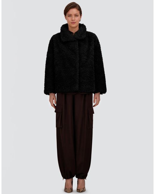 Herno Black Curly-Effect Fur-Touch Short Jacket