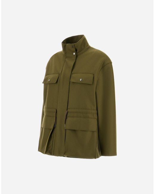Herno Green Pure Wool Cloth Field Jacket