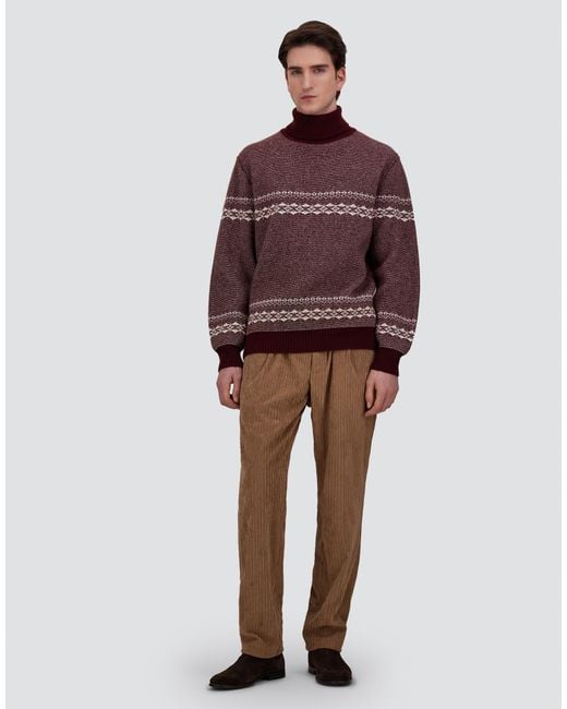 Herno Purple Wool And Cashmere Roll-Neck Jumper With Norwegian Pattern for men