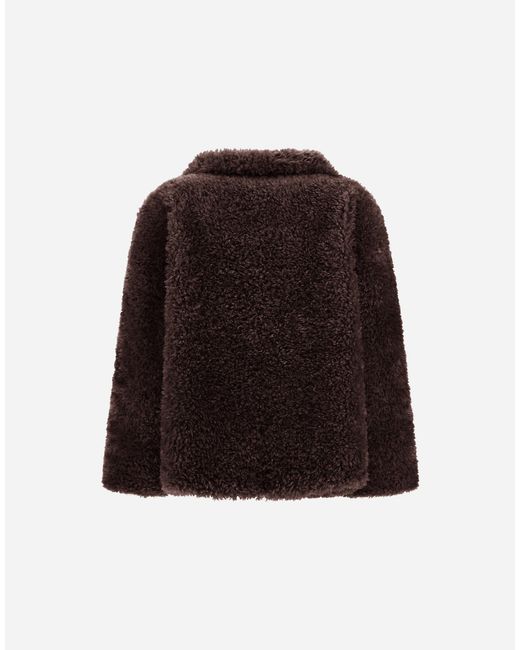 Herno Brown Curly-Effect Fur-Touch Short Jacket