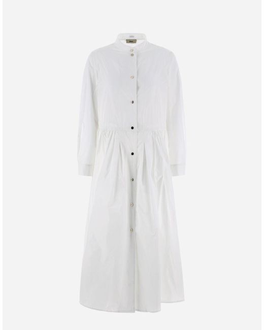 Herno White Cotton And Monogram Dress