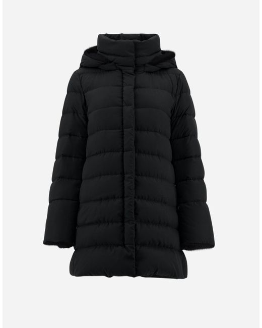 Herno Black Arendelle And Lady Faux Fur A-line Jacket