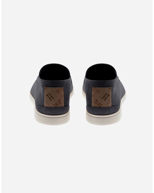 MOCASSINI IN SUEDE E MONOGRAM di Herno in Black da Uomo