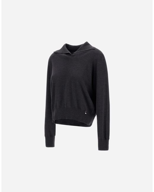 Herno Black Stocking Stitch Wool Jumper