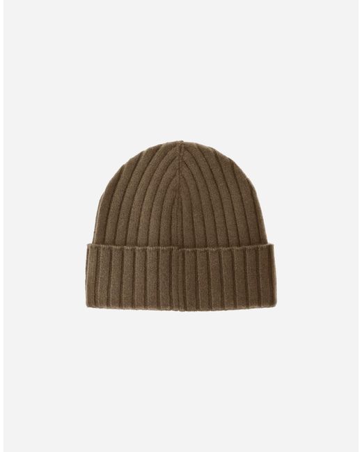 Herno Brown English Rib Cashmere Beanie for men