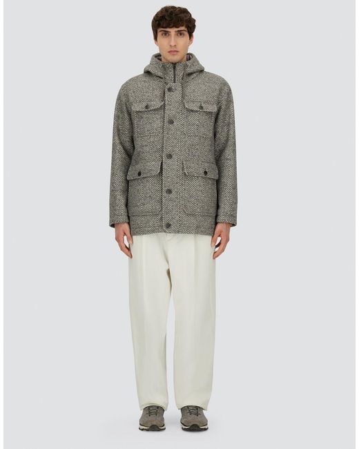 Herno Gray Herringbone R-Wool Long Parka for men