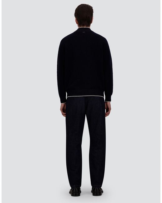 Herno Blue Cashmere And Wool Bouclé Jumper for men