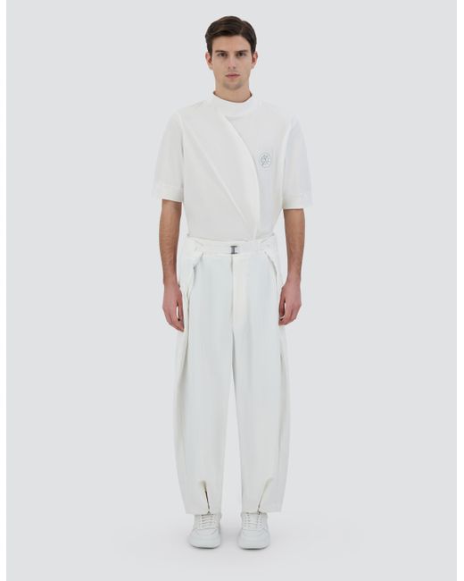 Herno White Globe Trousers In Recycled Nylon Twill