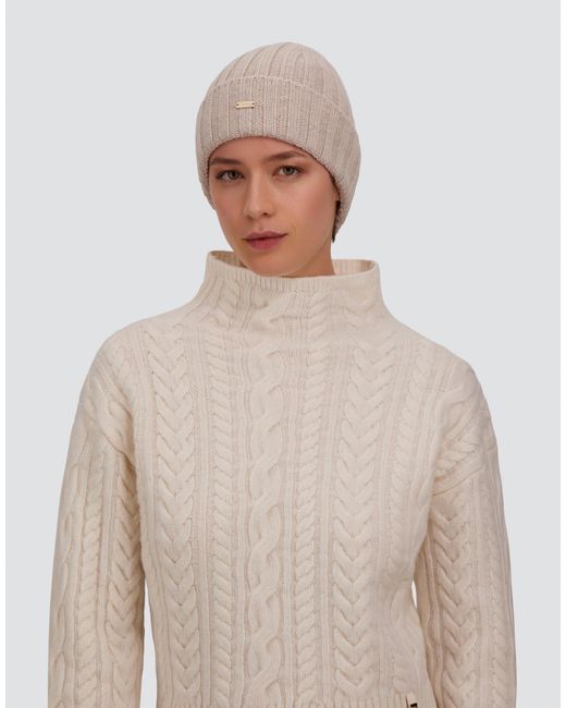 Herno White Ribbed Wool Beanie