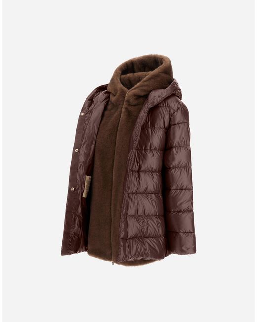 Herno Brown Nylon Ultralight And Melange Mink-Effect Jacket