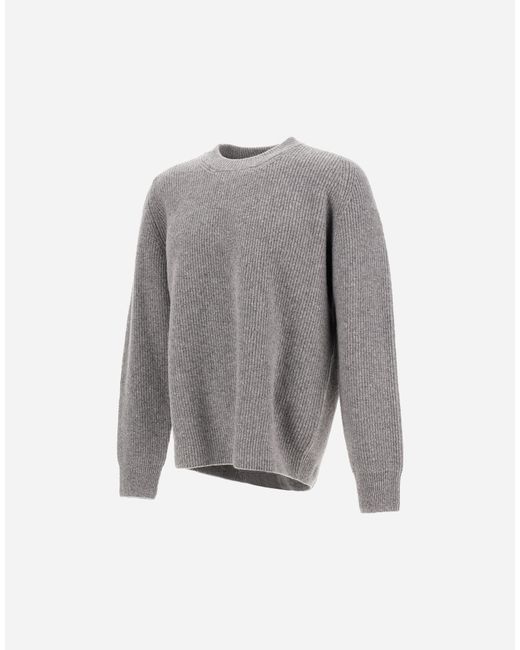 Herno Gray Cashmere And Wool Fisherman's Rib Sweater for men