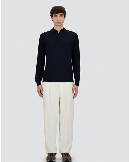 Herno White Cotton Feel Trousers for men