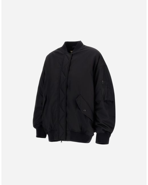 Herno Black Nylon Gabardine Bomber Jacket