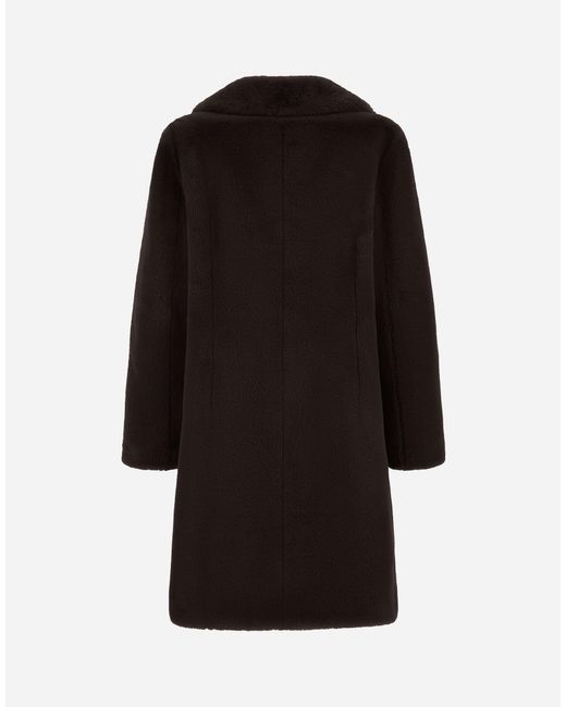 Herno Black Alpaca Jacket With Fringing