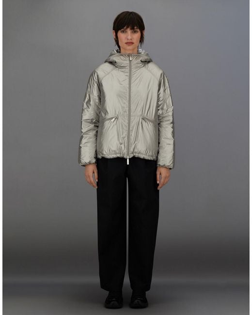 Herno Gray Laminar Metallic Shield Hooded Jacket