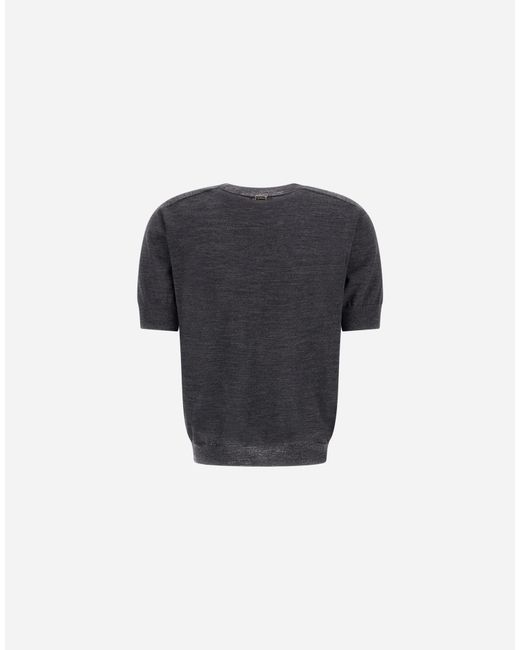 Herno Black Stocking-Stitch Extrafine Wool T-Shirt