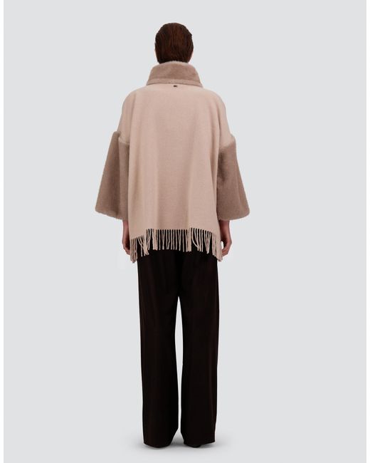 Herno Natural Wool, Cashmere And Mink-Effect Mélange Poncho