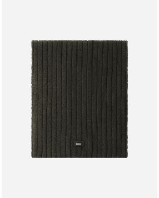 Herno Black Fisherman's Rib Cashmere Scarf for men