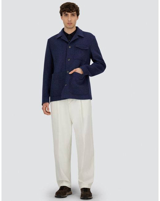Herno Blue Soft Recycled Wool Field Jacket for men
