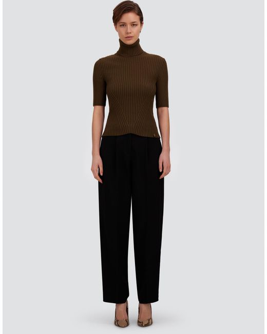 Herno Brown Ribbed Wool Turtleneck
