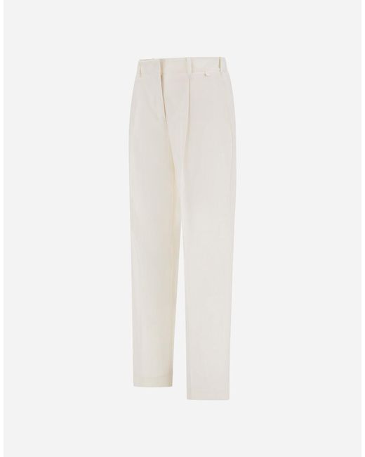 Herno White Trousers In Light Stretch Woolly