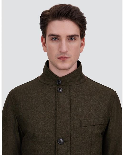 Herno Green Wool, Silk And Suede Effect Jacket for men