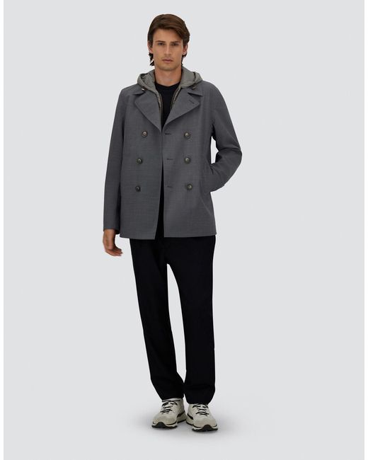 Herno Gray Wool, Ecoage And 3-Layer Membrane Pea Coat for men
