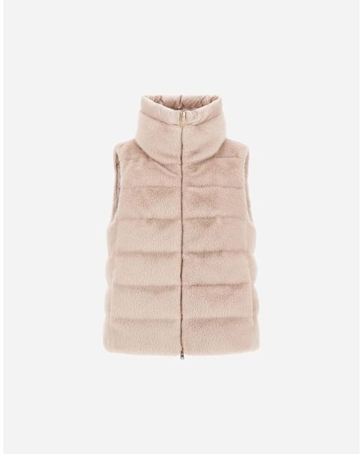 Herno Natural Vest In Lady Alternative Fur And Nylon Ultralight