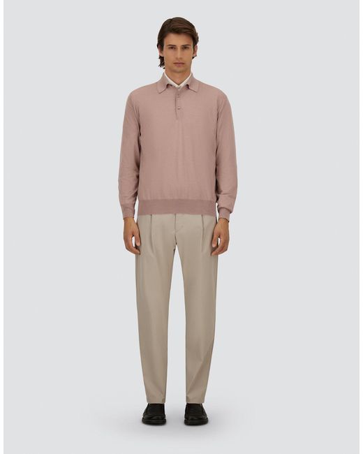 Herno Pink Long-Sleeved Polo Shirt for men