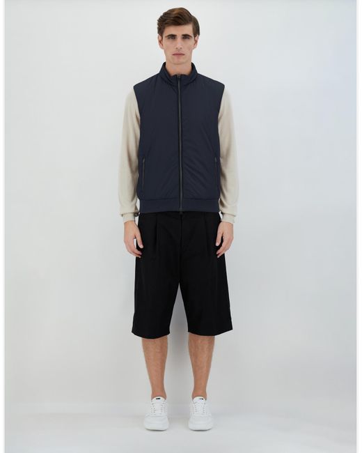 Herno Blue Pique' Knit And Nylon Sleeveless Jacket for men