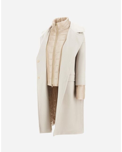 Herno Natural Abrigo De Pure Cashmere Y Nylon Ultralight