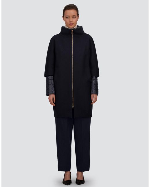 Herno Blue Ecowool And Nylon Ultralight Coat