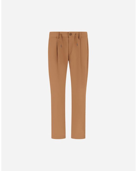 Herno White Trousers In Cotton Feel