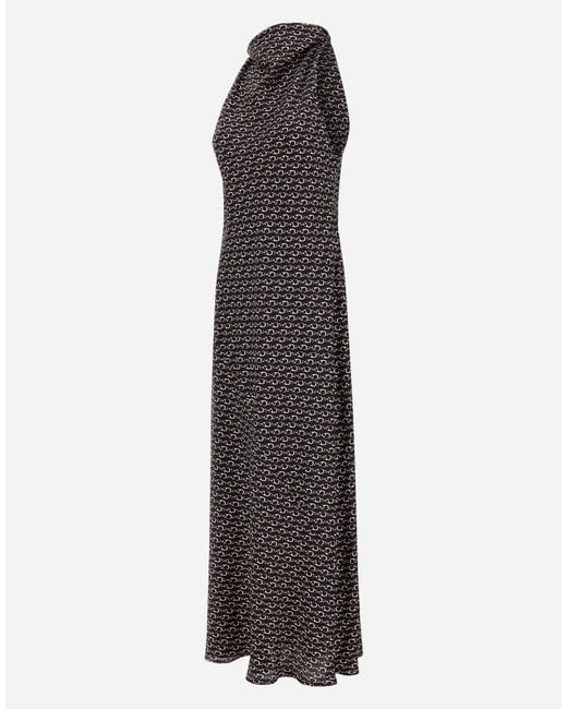 Herno White Silk Dress With Hook Print