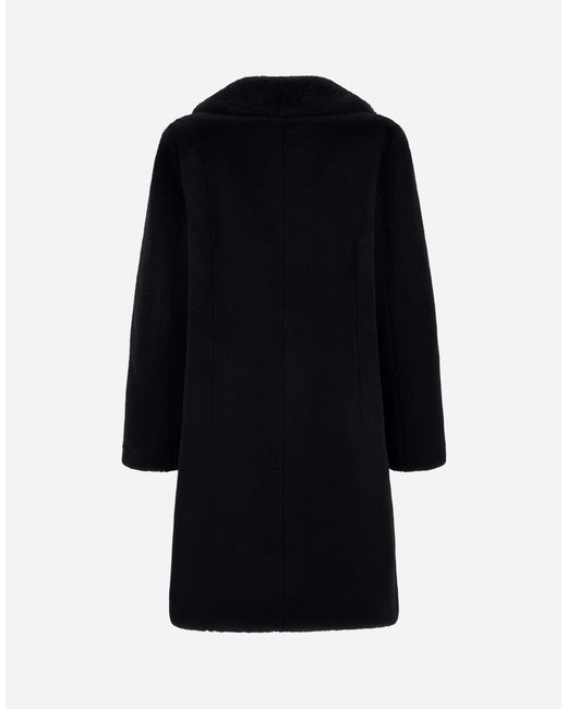 Herno Black Alpaca Jacket With Fringing