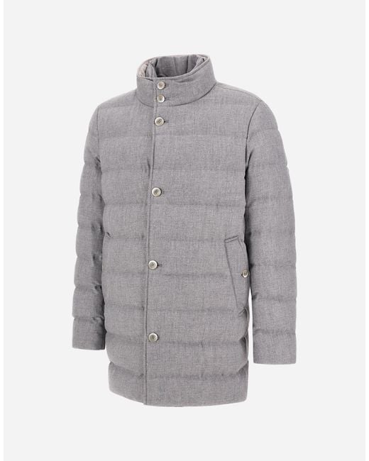 Herno Gray Wool-Blend, Viscose And Suede-Effect Carcoat for men