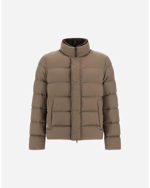 BOMBER IN ARENDELLE E FAUX FUR di Herno in Brown da Uomo