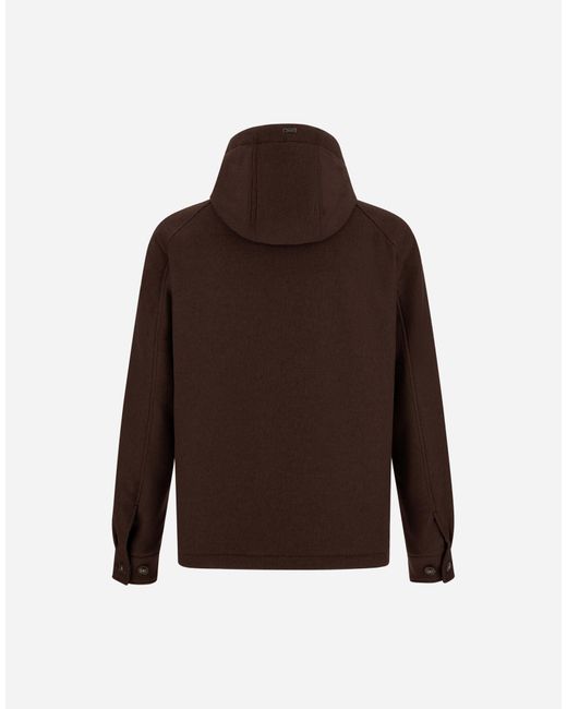 Herno Brown Cashmere Cloth, Mohair And Suede-Effect Jacket for men