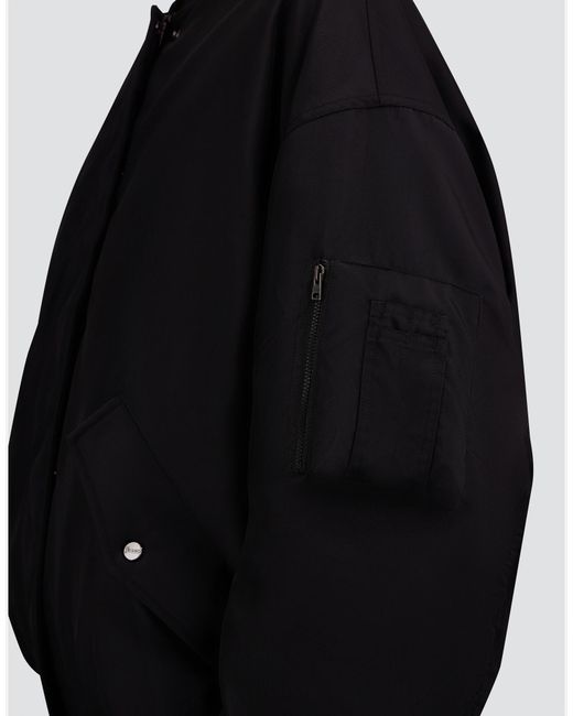 Herno Black Nylon Gabardine Bomber Jacket
