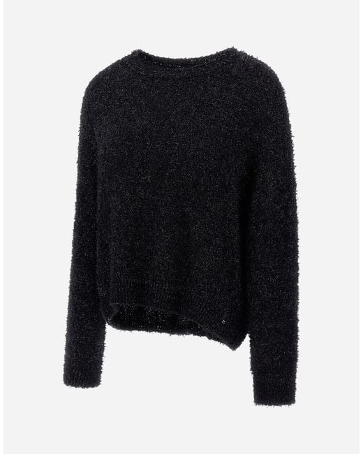 Herno Black Fluffy Cotton Knit Sweater