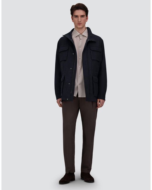 Herno Blue Vintage-Effect Wool-Blend Field Jacket for men