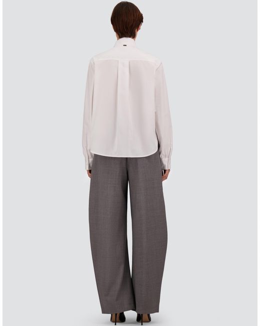 Herno White Cotton Poplin Shirt With Bow