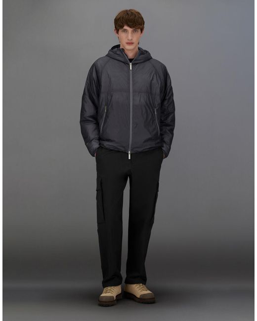 Herno Gray Laminar Quilted Ripstop Hooded Jacket