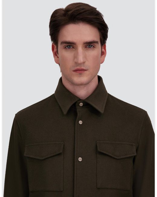 Herno Green Cashmere And Wool Shacket for men