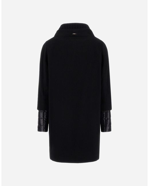 Herno Black Coat In New Cashmere And Nylon Ultralight