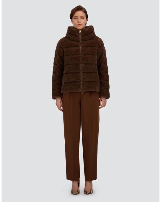 Herno Brown Mélange Mink-Effect Jacket