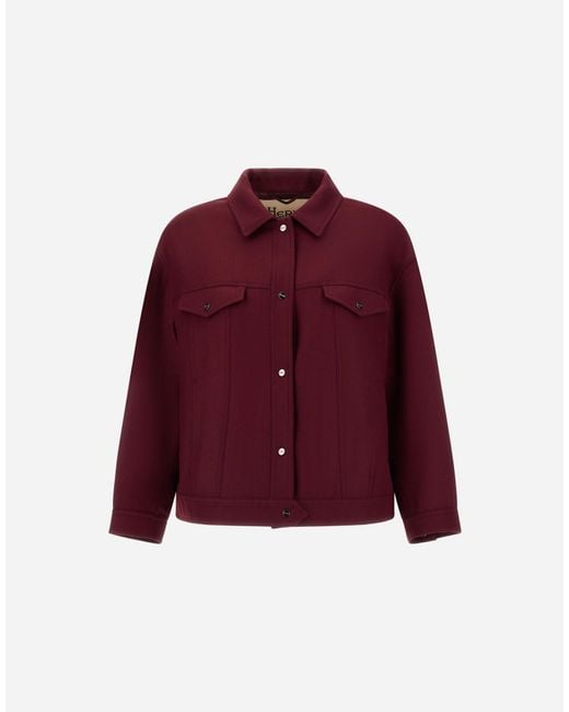 Herno Red Wool Jacket With Cavalry Twill Effect