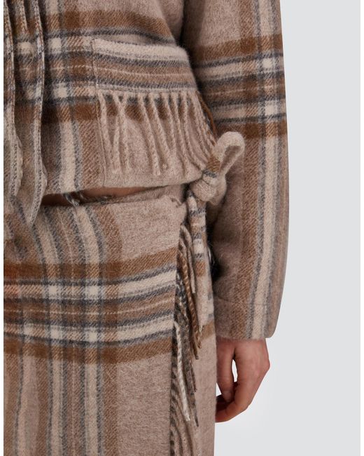 Herno Natural Alpaca Skirt With Check Pattern