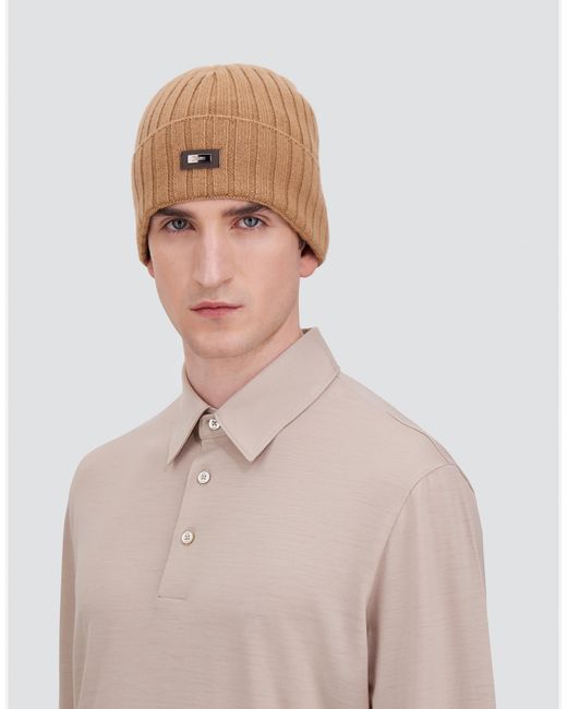Herno Natural English Rib Cashmere Beanie for men